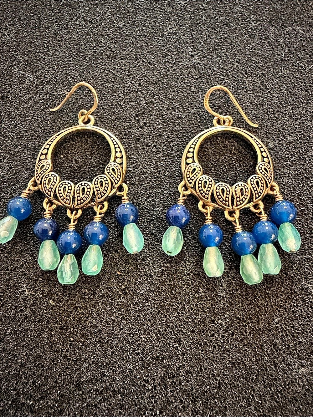 Barse Blue & Green Dangle Earrings